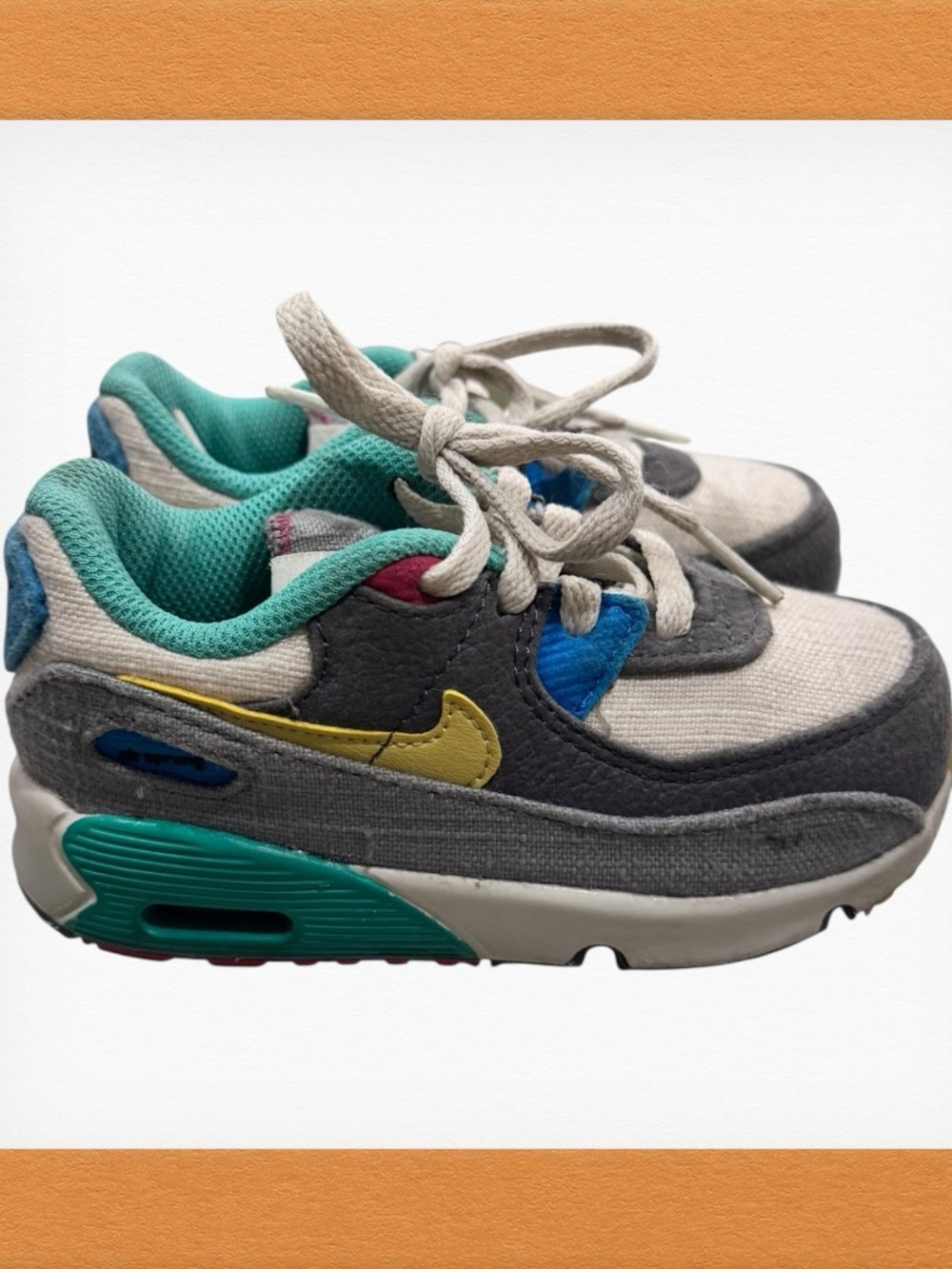 Nike Kids Multi-Color Athletic Sneakers in Gray, Teal & Yellow